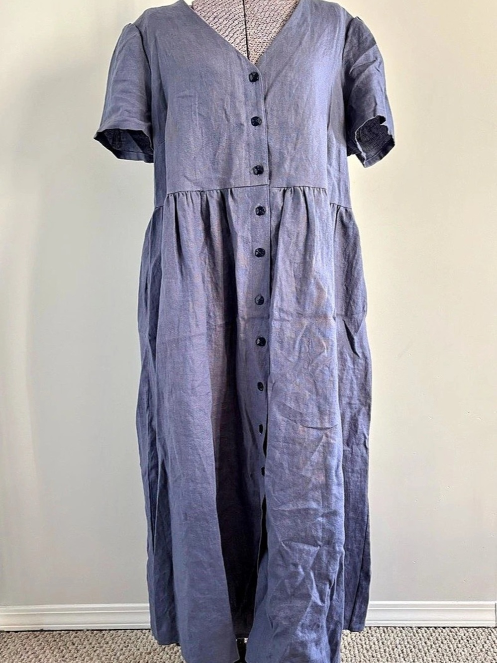 Blue Linen Maxi Dress Like New